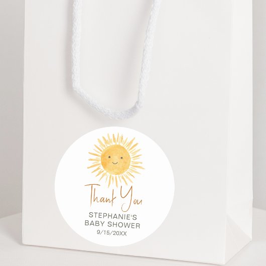 Ray of Sunshine Baby shower dank u Ronde Sticker