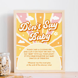 Ray of Sunshine Baby shower Dont Say Baby Game Poster