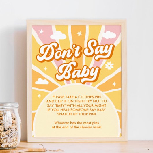 Ray of Sunshine Baby shower Dont Say Baby Game Poster