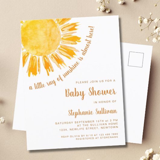 Ray of Sunshine Baby shower Invitation Briefkaart