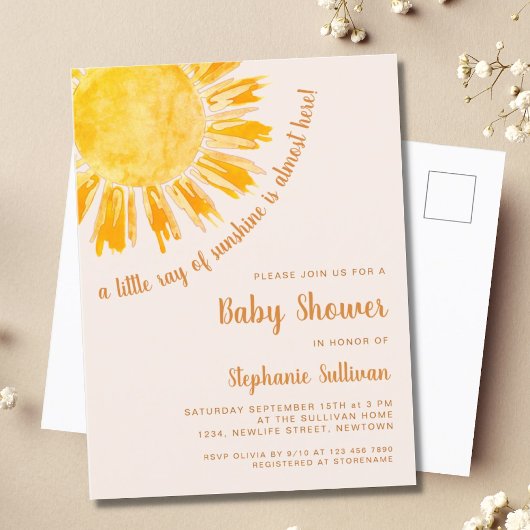 Ray of Sunshine Baby shower Invitation Briefkaart