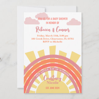 Ray of Sunshine Baby shower Invitation Kaart