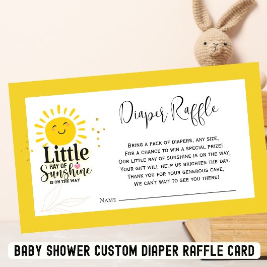 Ray of Sunshine Baby shower Luier Raffle Kaart