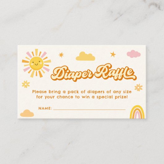 Ray of Sunshine Baby shower Luierkaartje Informatiekaartje (Voorkant)