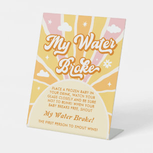Ray of Sunshine Baby shower Mijn Water Broke Spel Reclamebord Met Voetstuk