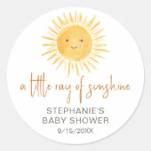 Ray of Sunshine Baby shower Ronde Sticker (Voorkant)
