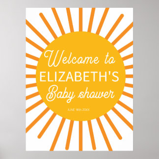 Ray of Sunshine Baby shower Welkomstbord Poster