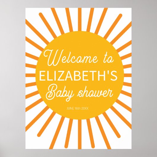 Ray of Sunshine Baby shower Welkomstbord Poster (Voorkant)