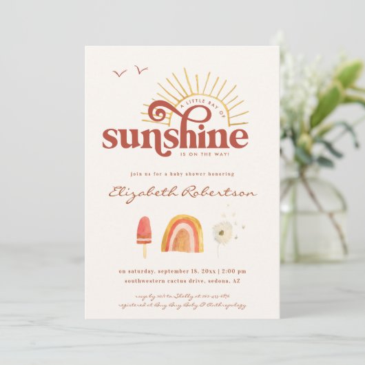 Ray of Sunshine | Boho Baby shower Kaart (Staand voorkant)