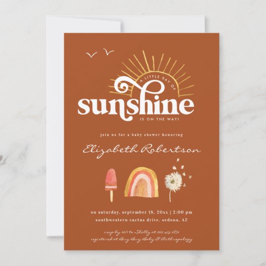 Ray of Sunshine | Boho Baby shower Kaart (Voorkant)