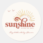 Ray of Sunshine | Boho Baby shower Ronde Sticker (Voorkant)