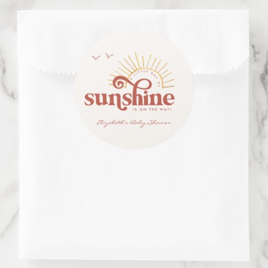Ray of Sunshine | Boho Baby shower Ronde Sticker (Tas)