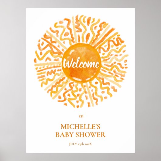Ray of Sunshine Boho Baby shower Welkomstbord Poster (Voorkant)