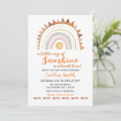 Ray of Sunshine Boho Sun Baby shower Uitnodiging (Staand voorkant)