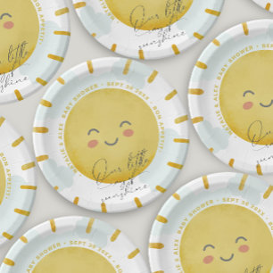 Ray of Sunshine Clouds Neutraal Baby shower Papieren Bordje