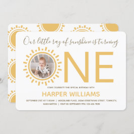 Ray of Sunshine Foto Baby First Birthday Kaart