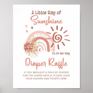 Ray of Sunshine Girl Baby Shower Diaper Raffle Poster