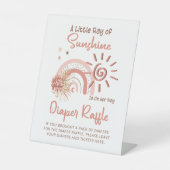 Ray of Sunshine Girl Baby Shower Diaper Raffle Reclamebord Met Voetstuk (Voorkant)