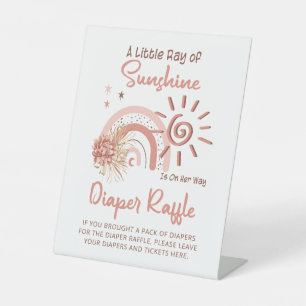 Ray of Sunshine Girl Baby Shower Diaper Raffle Reclamebord Met Voetstuk