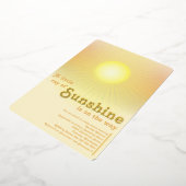 Ray of Sunshine Gold Sun Baby shower Folie Uitnodiging (Gedraaid)