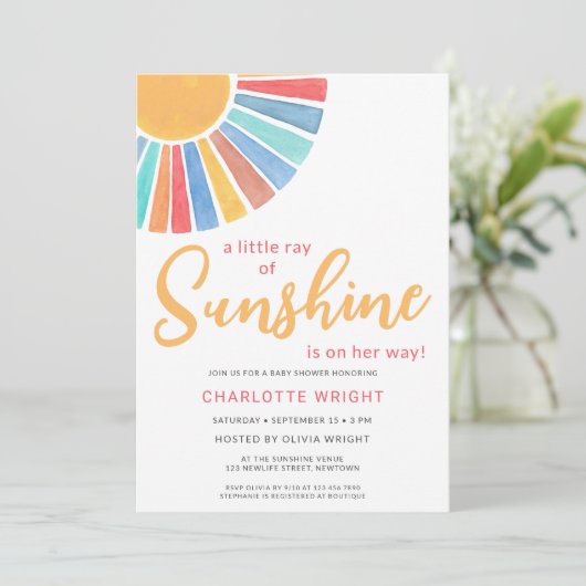 Ray Of Sunshine Het Baby shower Van Het Meisje Kaart (Staand voorkant)