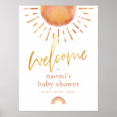Ray of Sunshine Rainbow Baby shower Welkomstbord Poster (Voorkant)