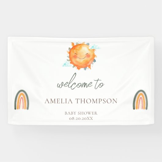 Ray of Sunshine Rainbow Welcome Summer Baby shower Spandoek (Horizontaal)