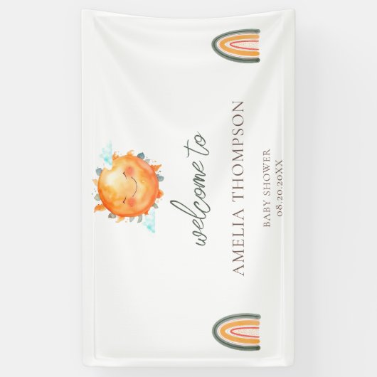 Ray of Sunshine Rainbow Welcome Summer Baby shower Spandoek (Verticaal)