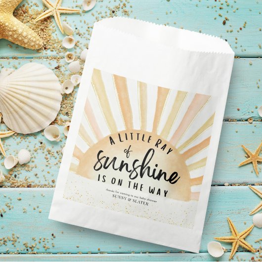 Ray of Sunshine Retro Summer Beach Baby shower Bedankzakje