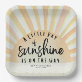 Ray of Sunshine Retro Zomerstrand Baby shower Papieren Bordje (Voorkant)