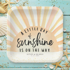 Ray of Sunshine Retro Zomerstrand Baby shower Papieren Bordje