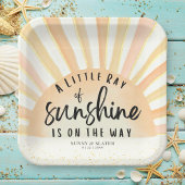 Ray of Sunshine Retro Zomerstrand Baby shower Papieren Bordje