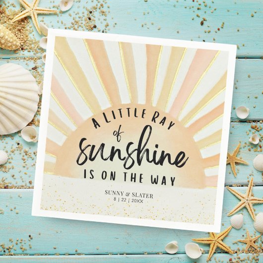 Ray of Sunshine Retro Zomerstrand Baby shower Servet
