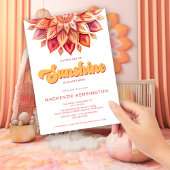 Ray of Sunshine Roze Geel Retro Boho Baby shower Kaart