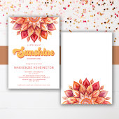 Ray of Sunshine Roze Geel Retro Boho Baby shower Kaart