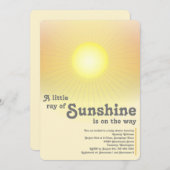 Ray of Sunshine Sun Baby shower Invitation Kaart (Voorkant / Achterkant)
