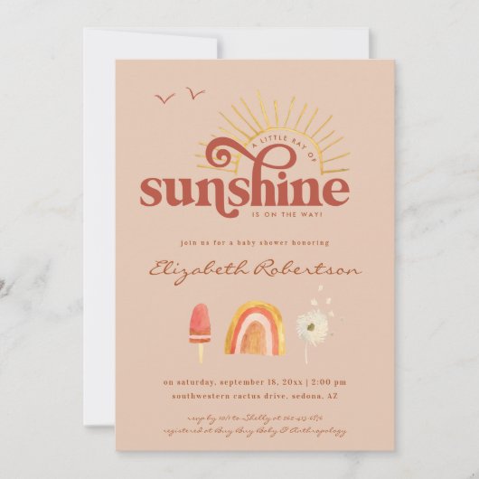 Ray of Sunshine | Uitnodiging tot Baby shower van  (Voorkant)