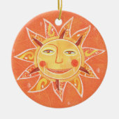 Ray Play Slachend Oranje Sun Art Keramisch Ornament (Voorkant)