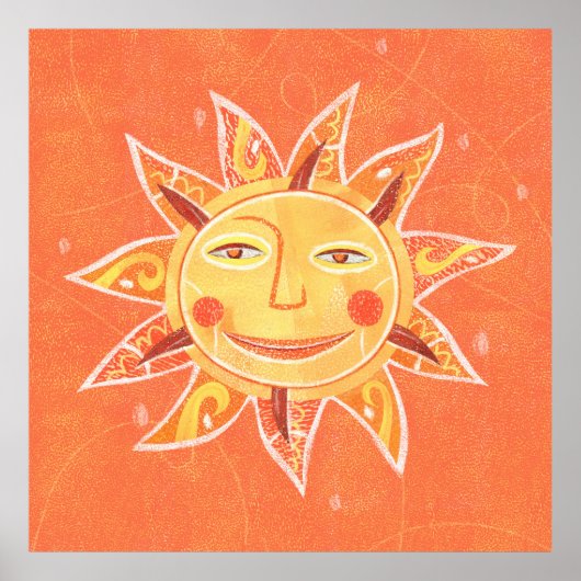 Ray Play Slachend Oranje Sun Art Poster (Voorkant)