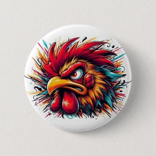 "Ray the Fierce Rooster" Button (Voorkant)