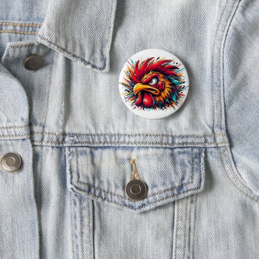 "Ray the Fierce Rooster" Button (In situ)