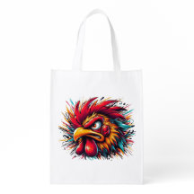 "Ray the Fierce Rooster Grocery Bag" Double Sided