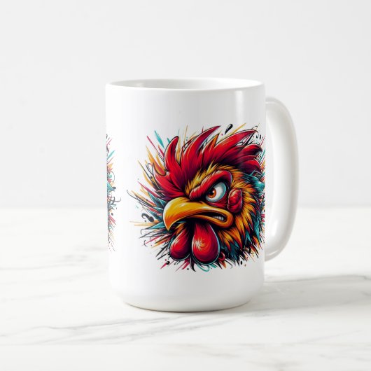 "Ray the Fierce Rooster" Mug Koffiemok (Voorkant rechts)