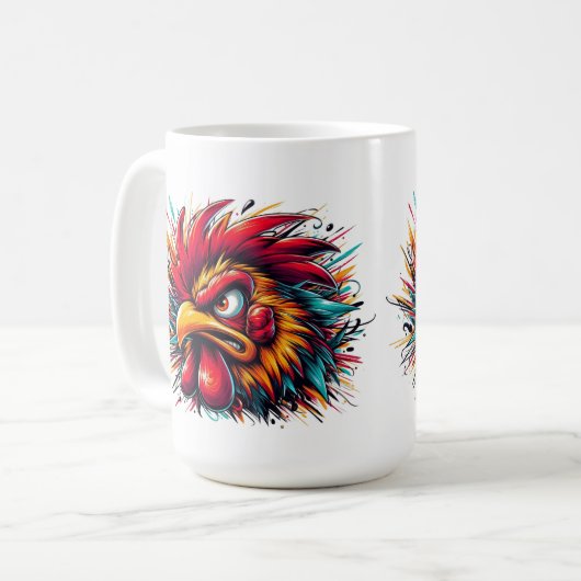 "Ray the Fierce Rooster" Mug Koffiemok (Voorkant links)