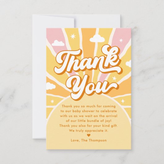 Ray van Sunshine Baby shower Bedankkaart (Voorkant)