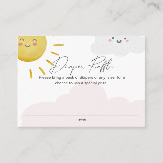Ray van Sunshine Clouds Girl Diaper Raffle Small Informatiekaartje (Voorkant)