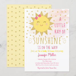 Ray van Sunshine Pink & Gold Baby shower Kaart