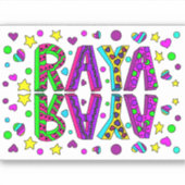 Raya, de naam Raya Hand getekende grillige stijl Sticker (Voorkant)