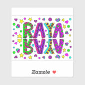 Raya, de naam Raya Hand getekende grillige stijl Sticker (Vel)