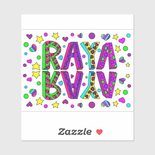 Raya, de naam Raya Hand getekende grillige stijl Sticker (Vel)